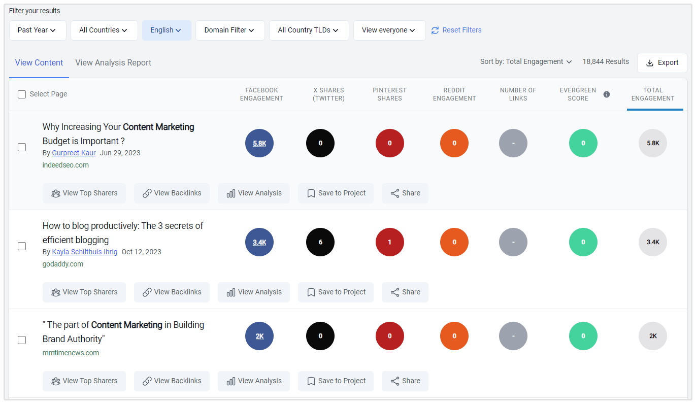 Buzzsumo Content Marketing Beispiel